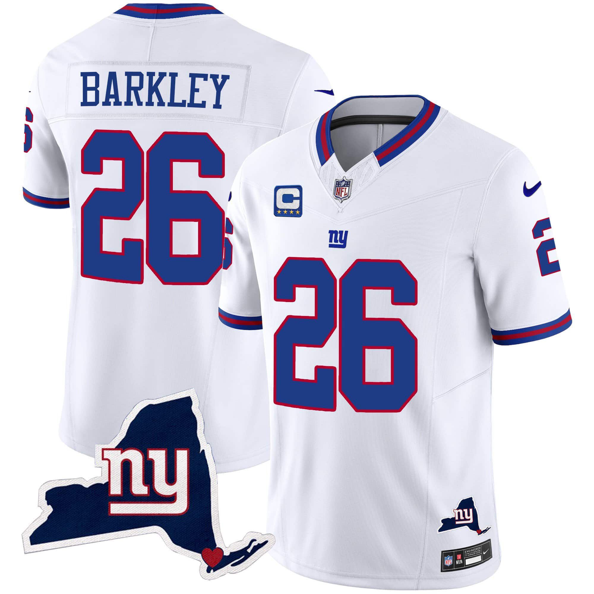 Men New York Giants #26 Barkley White 2024 Nike Map Patch Limited NFL Jersey